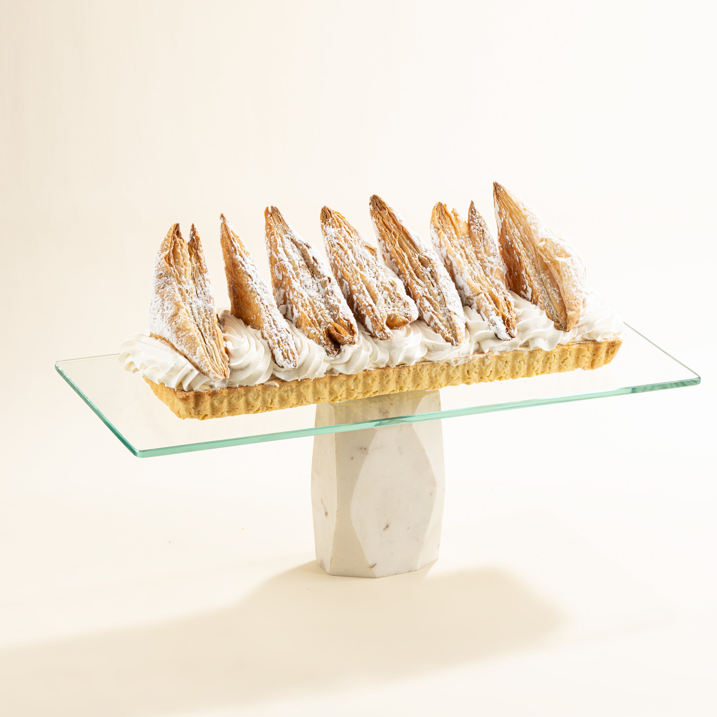 Glass and Marble Cake Stand with Napoleon Tart (or chooose any cake)