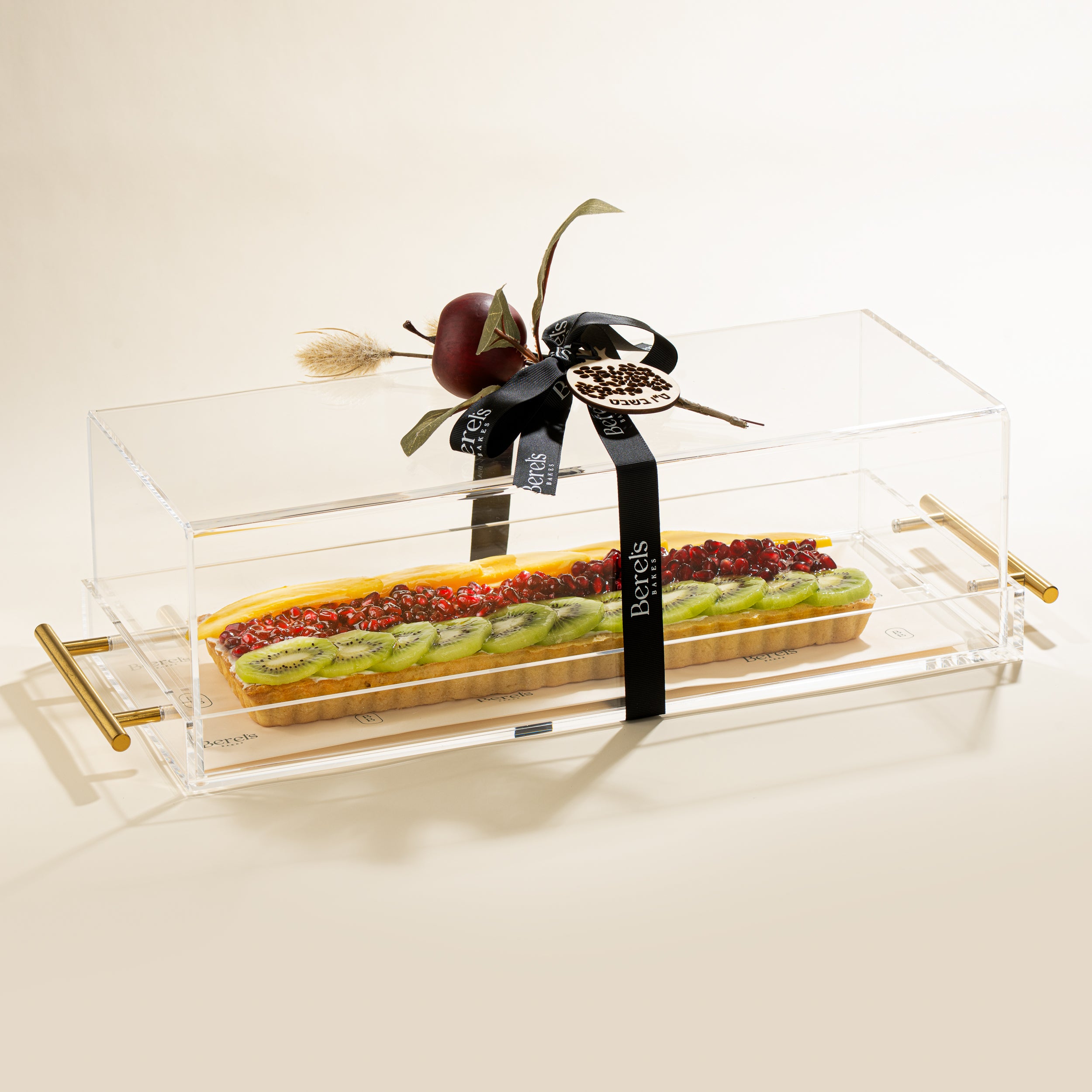 Fruit Tart in Gifted Acrylic Dome and Decor