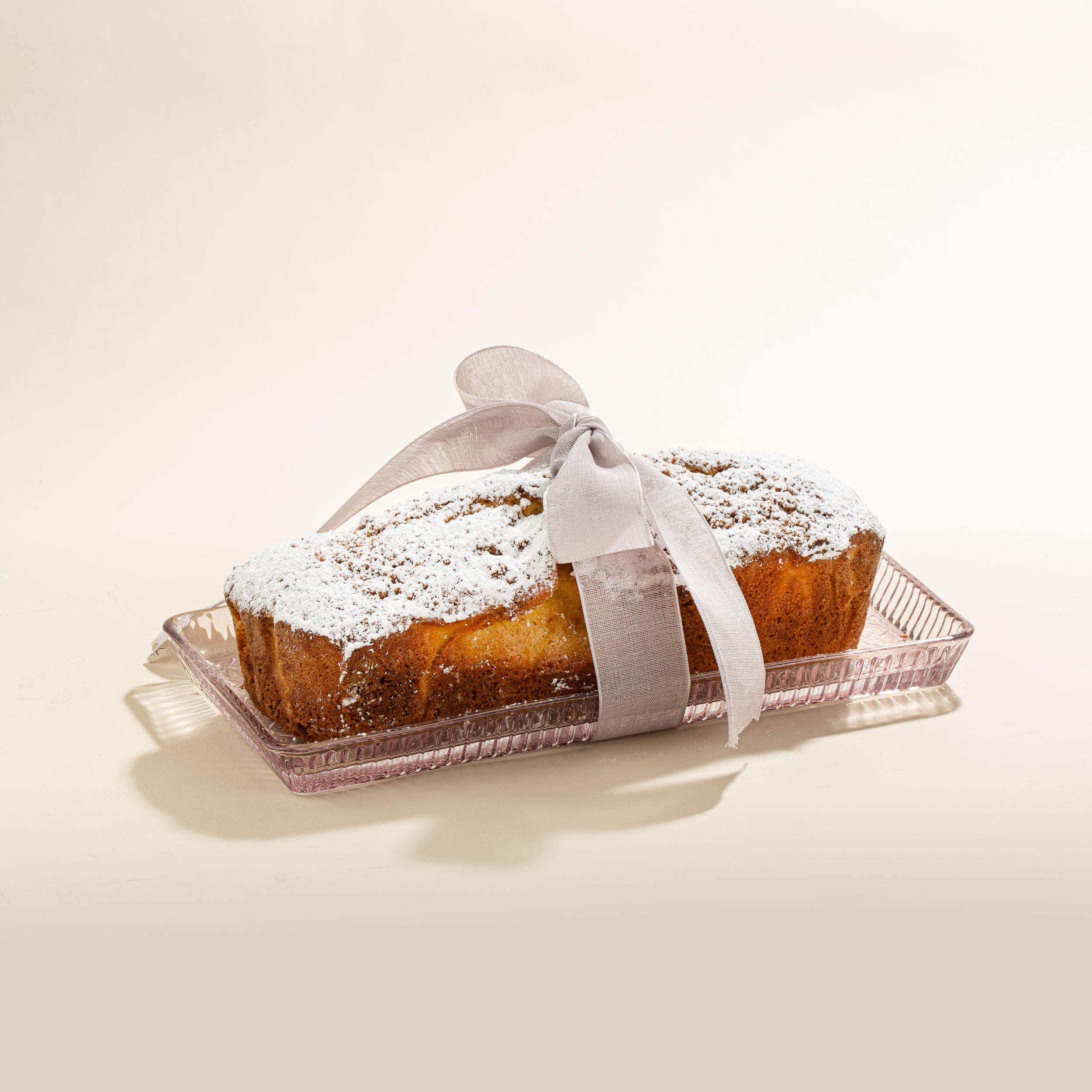 Pink Glass Tray with Breakfast Crumb Loaf