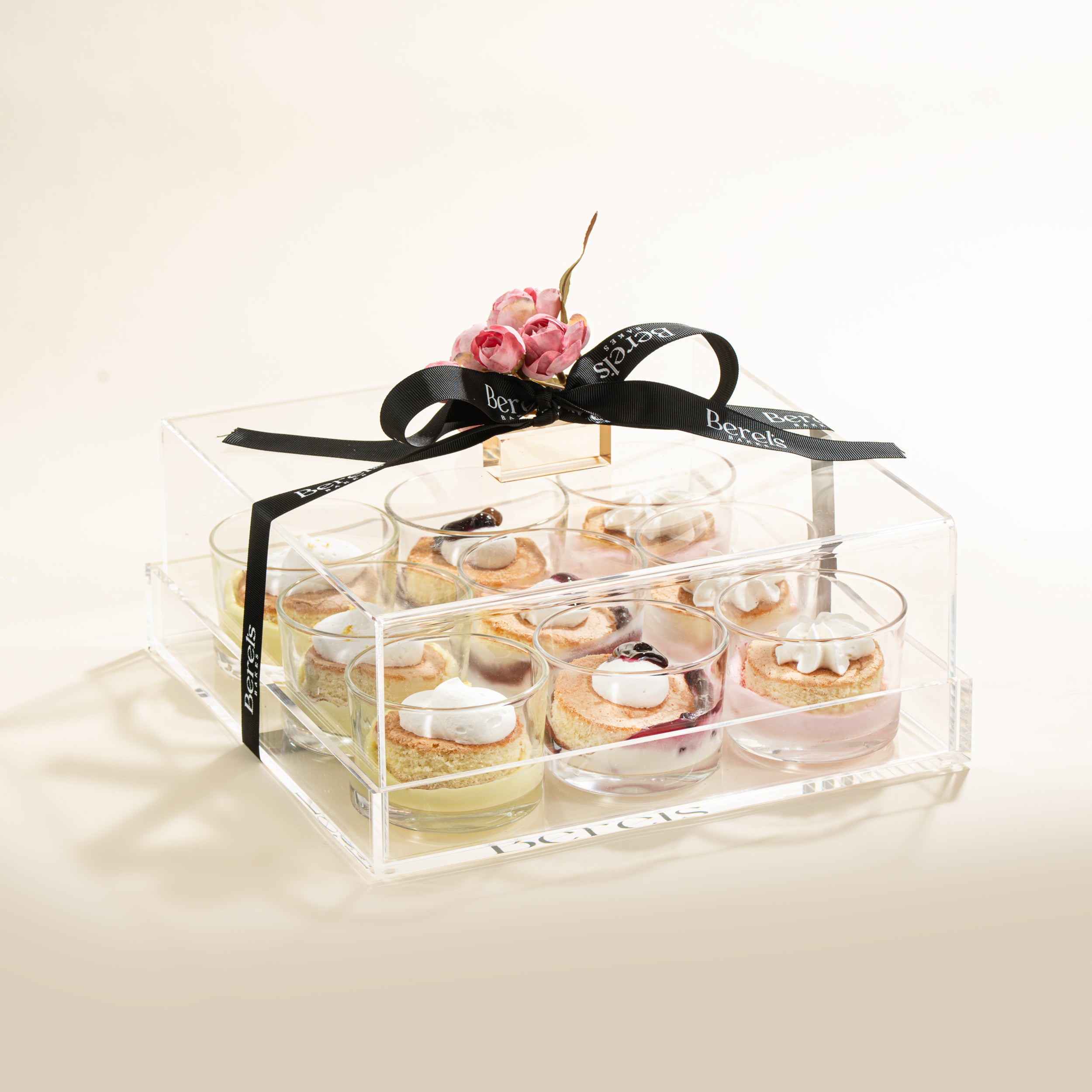 Square Acrylic Tray & Cover with 9 Fruit Variety Glasses