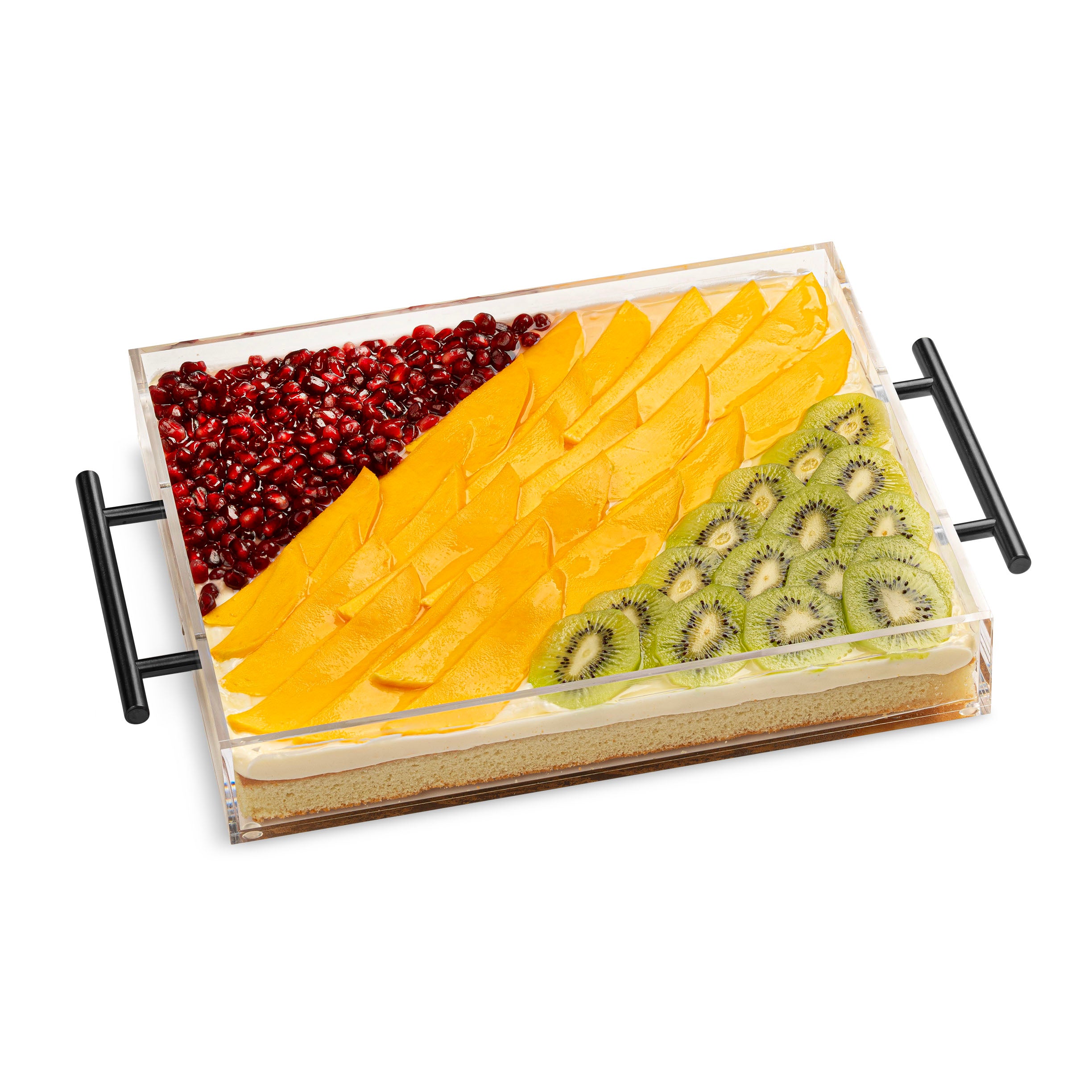 Fresh Fruit Custard Cake in Gifted Acrylic Tray And Cover