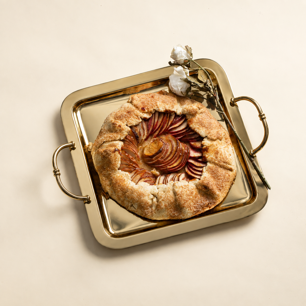 Zodax Gifted Gold Tray with Apple Galette