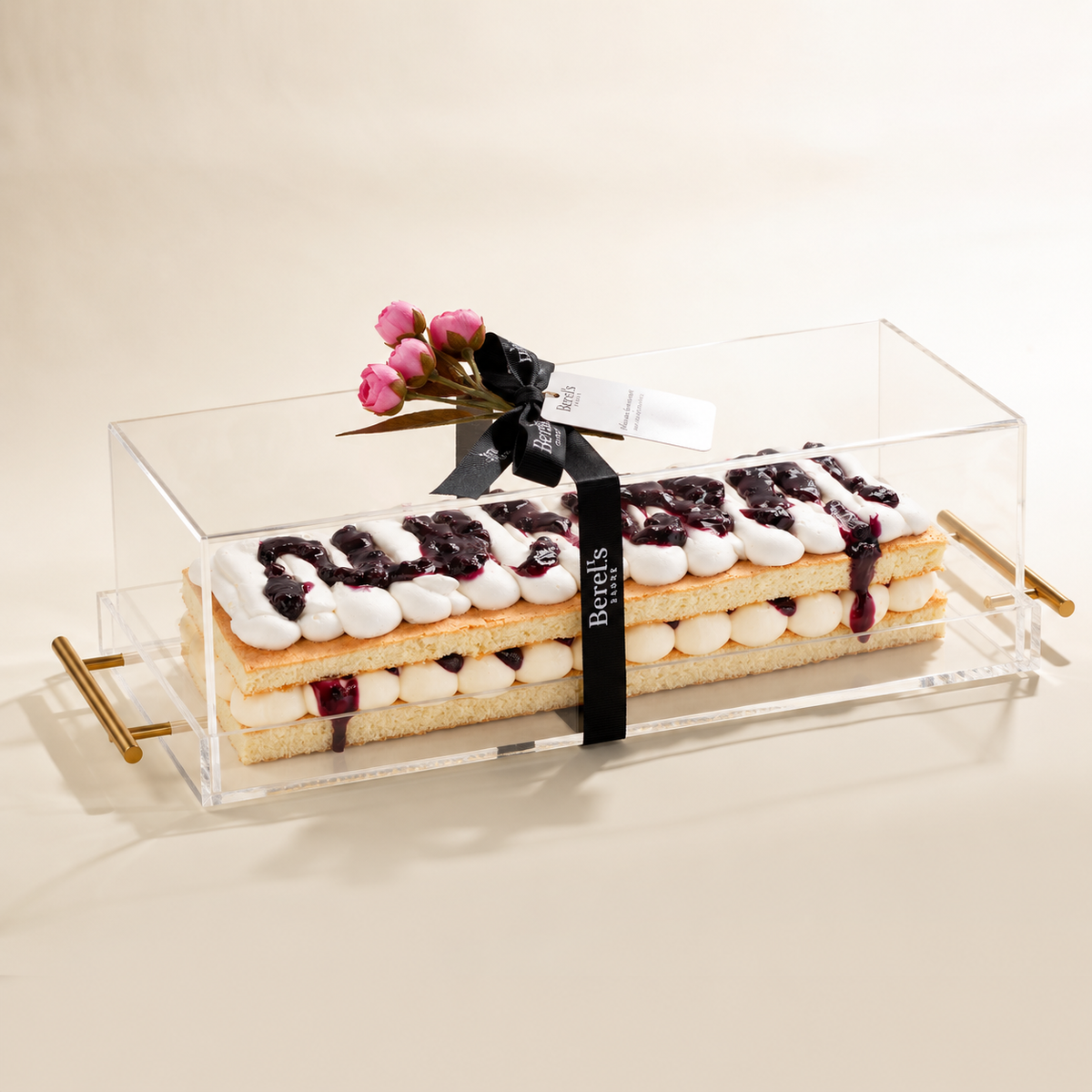 Blueberry Log in Gifted Long Acrylic Dome and Cover