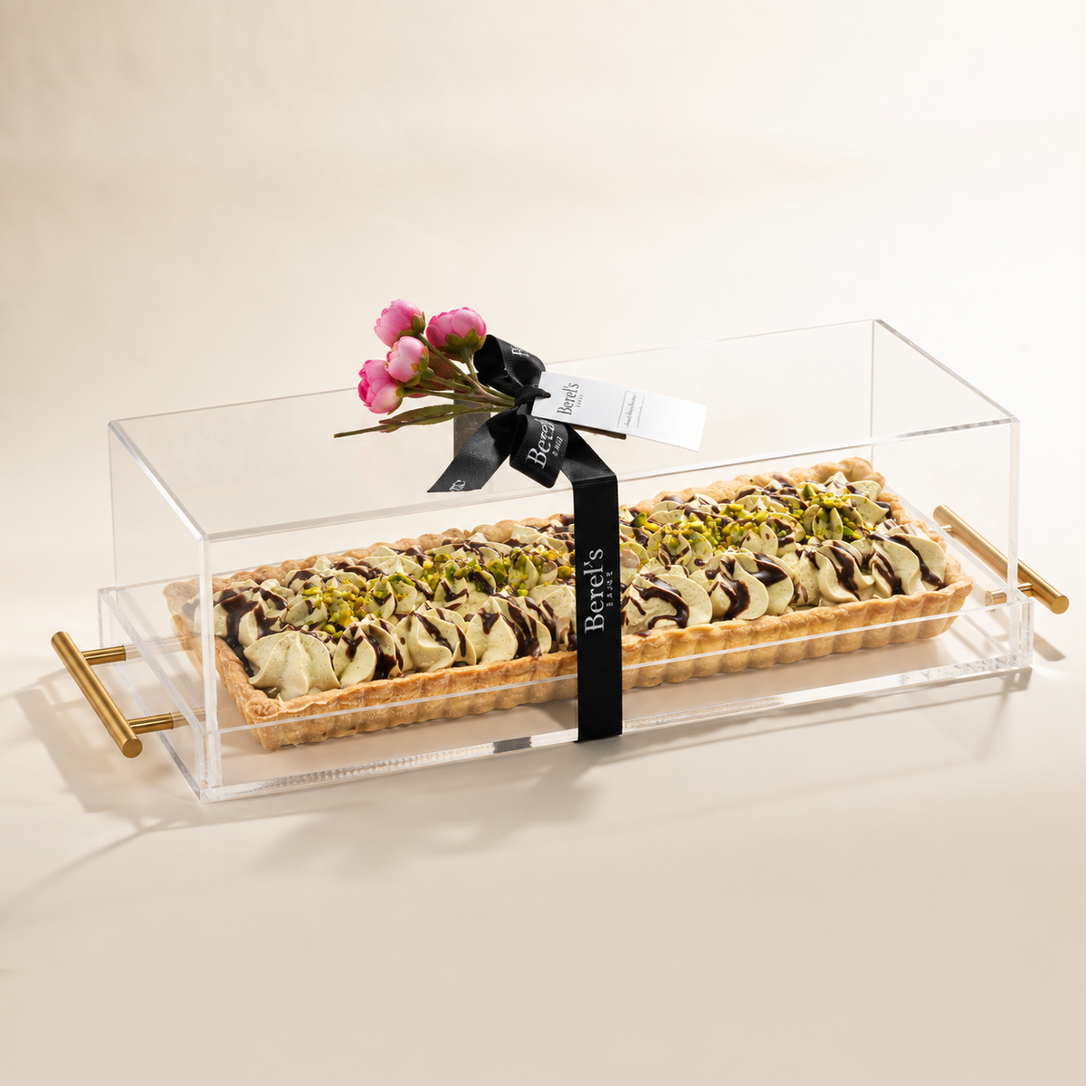 Chocolate Dubai Tart in Gifted Acrylic Dome and Cover