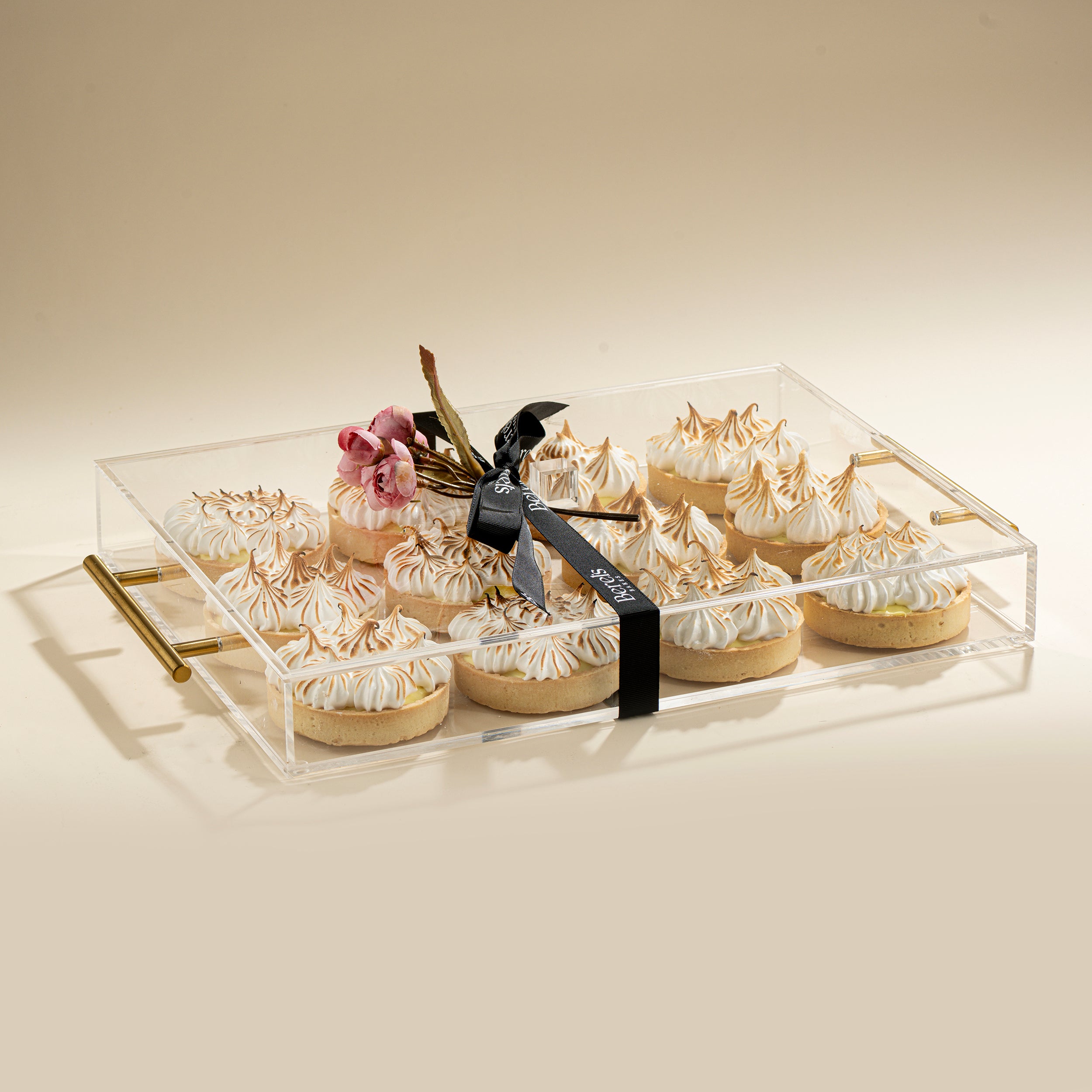 12 Lemon Meringue Tarts in Gifted Acrylic Tray and Cover
