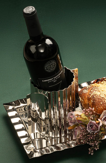 Silver Tray and Wash Cup, with Chocolate Babka and Fine Wine