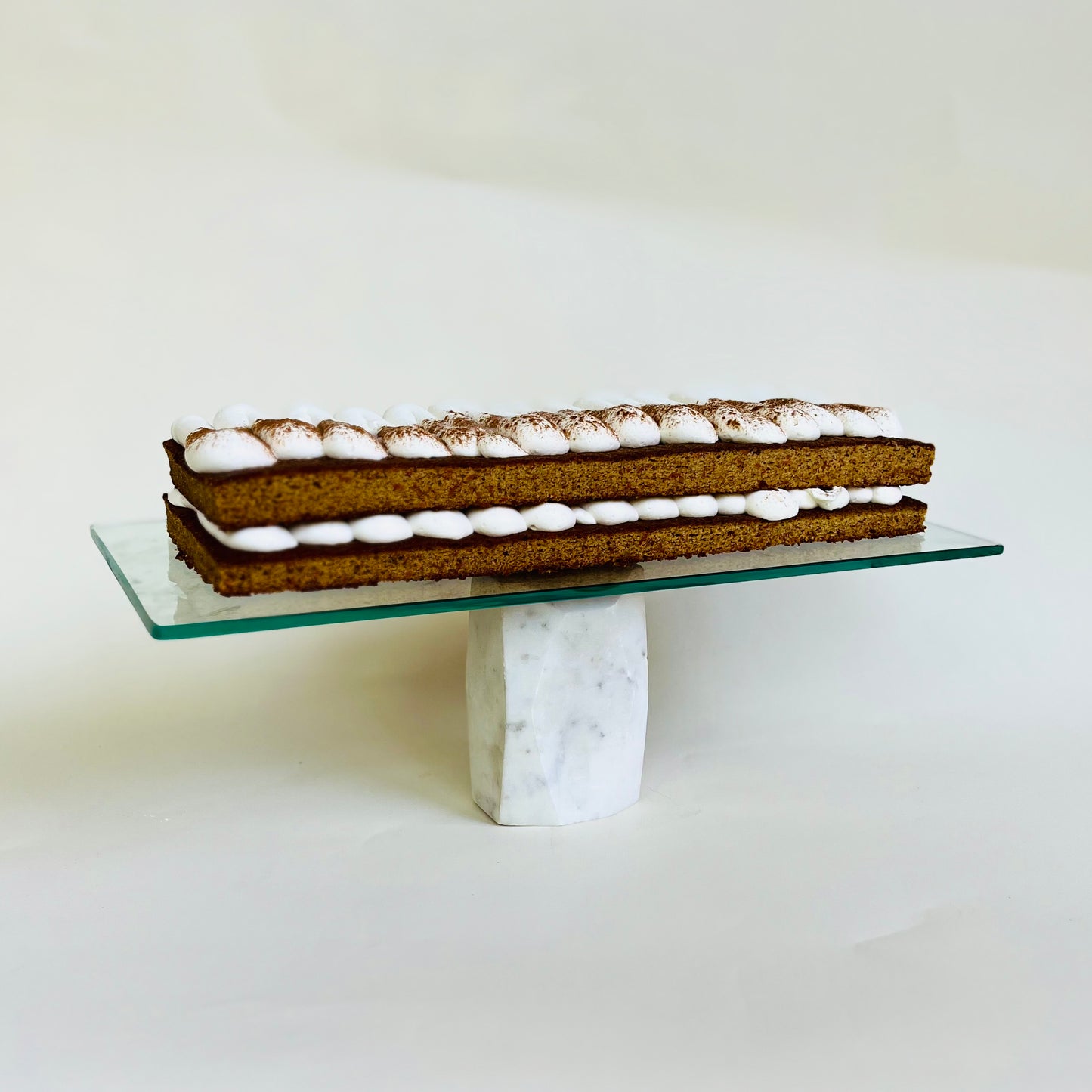 Glass Cake Stand with Marble Base (cake sold separately)