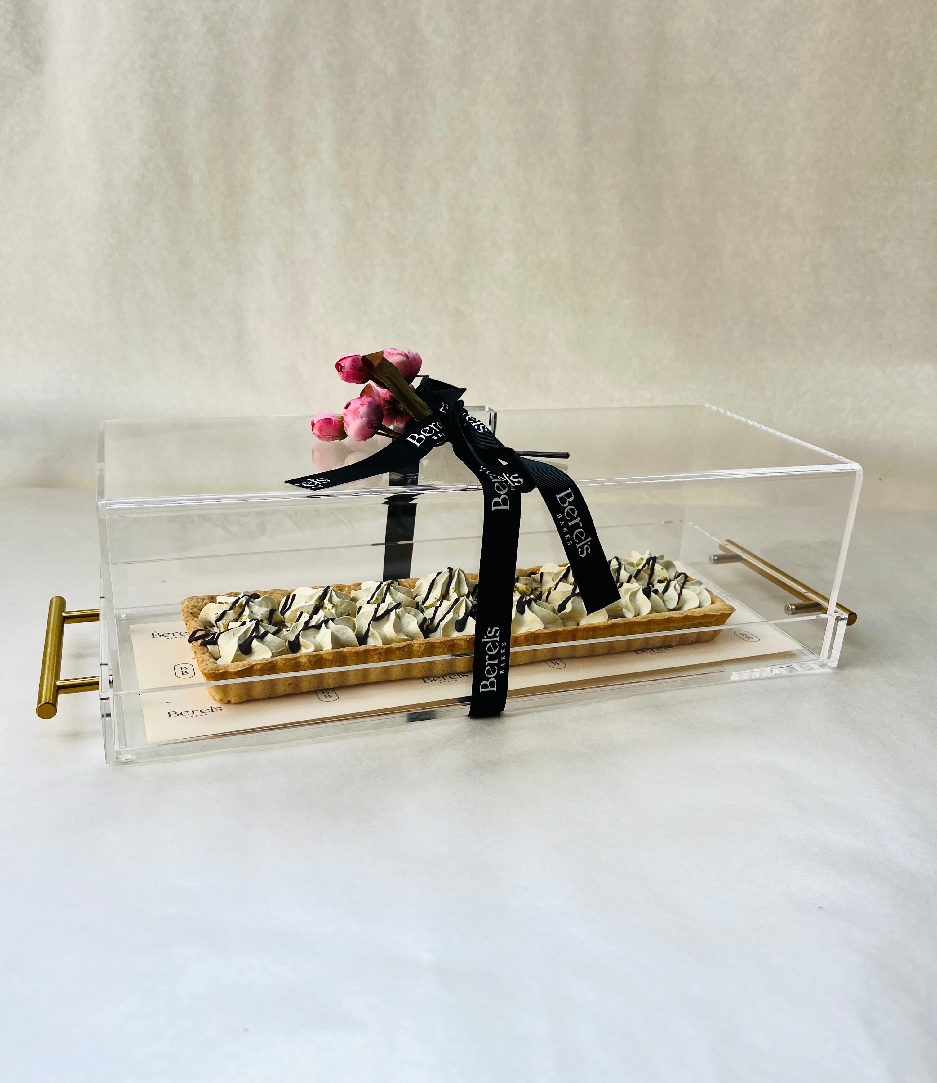 Chocolate Dubai Tart in Gifted Acrylic Dome and Cover