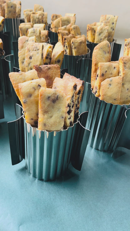 Beveled Silver Washcup with Biscottis