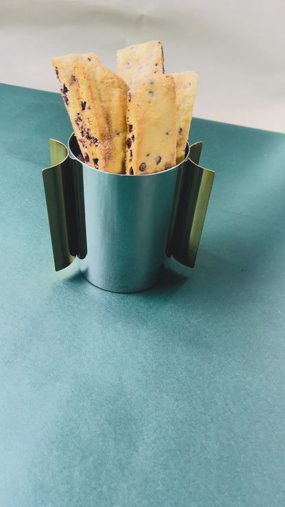 Silver Washcup (Gold Handles) and Biscottis