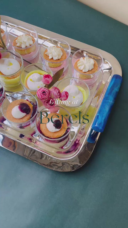 Azure Bar Tray Ss Blue Handle (cake sold separately)