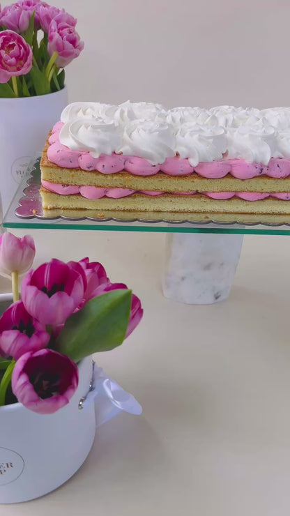 Glass Cake Stand with Marble Base (cake sold separately)
